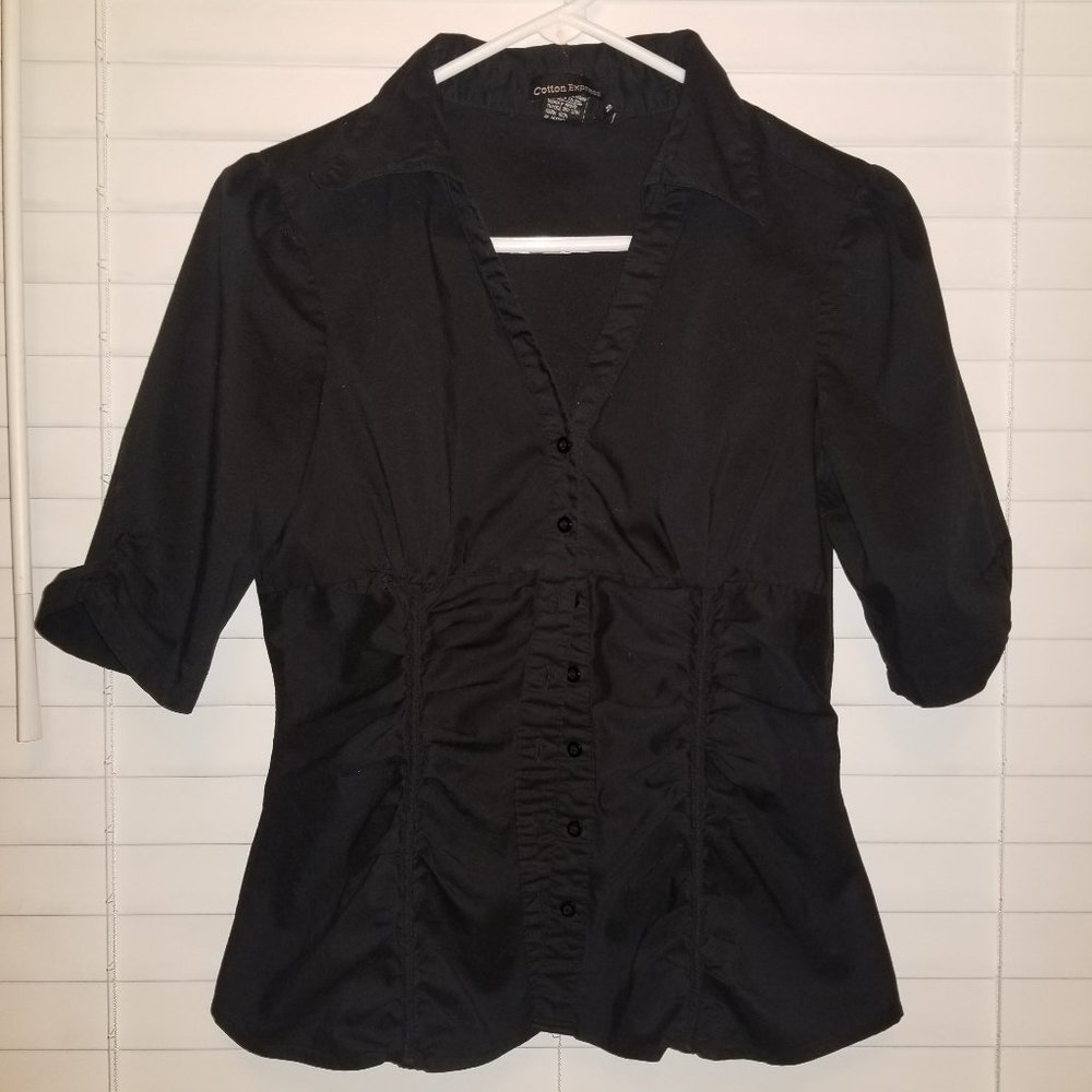 Cotton Express women's black dress shirt size large
